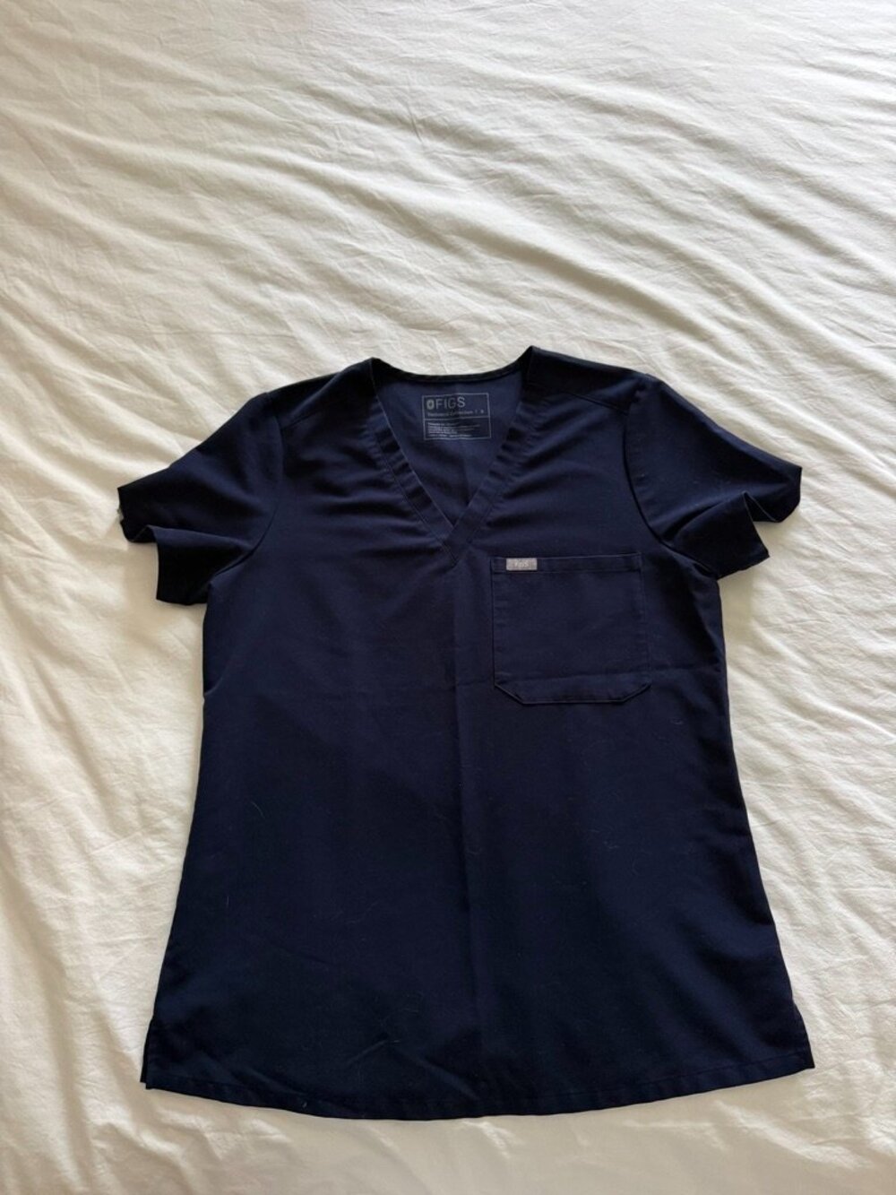 FIGS Scrub Top Womens Small Navy Blue V Neck Medical Nurse Uniform